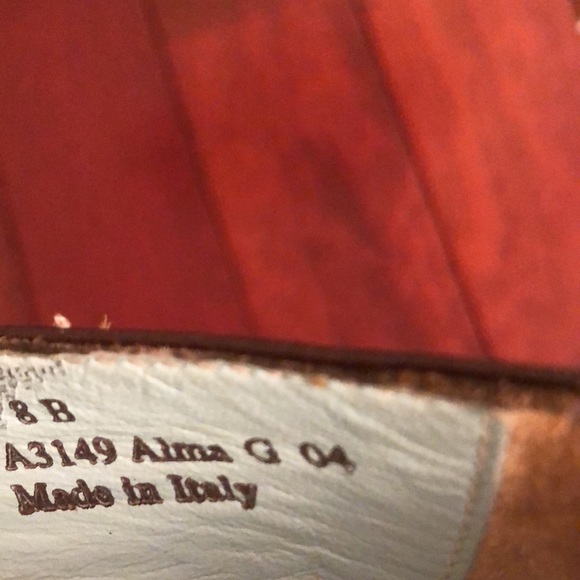 Coach Alma G heels brown leather loafer look tassels stacked heel pump - Picture 5 of 6